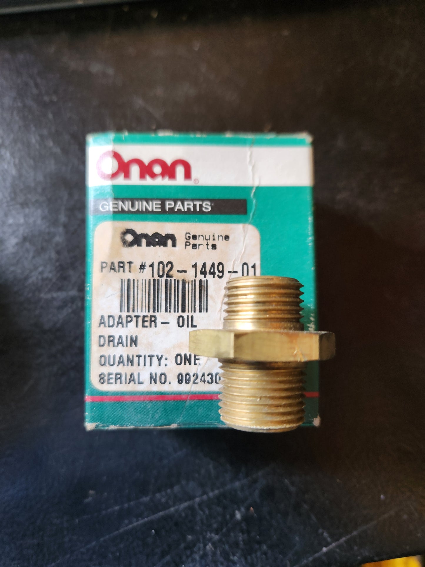 Onan NOS 102-1449-01 Oil Drain Adapter