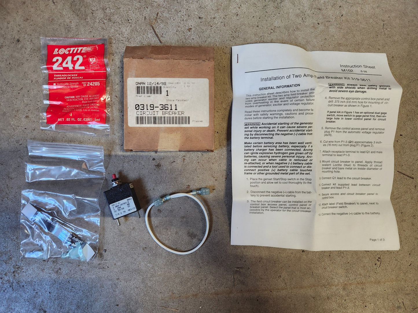 Onan NOS 319-3611 Circuit Breaker
