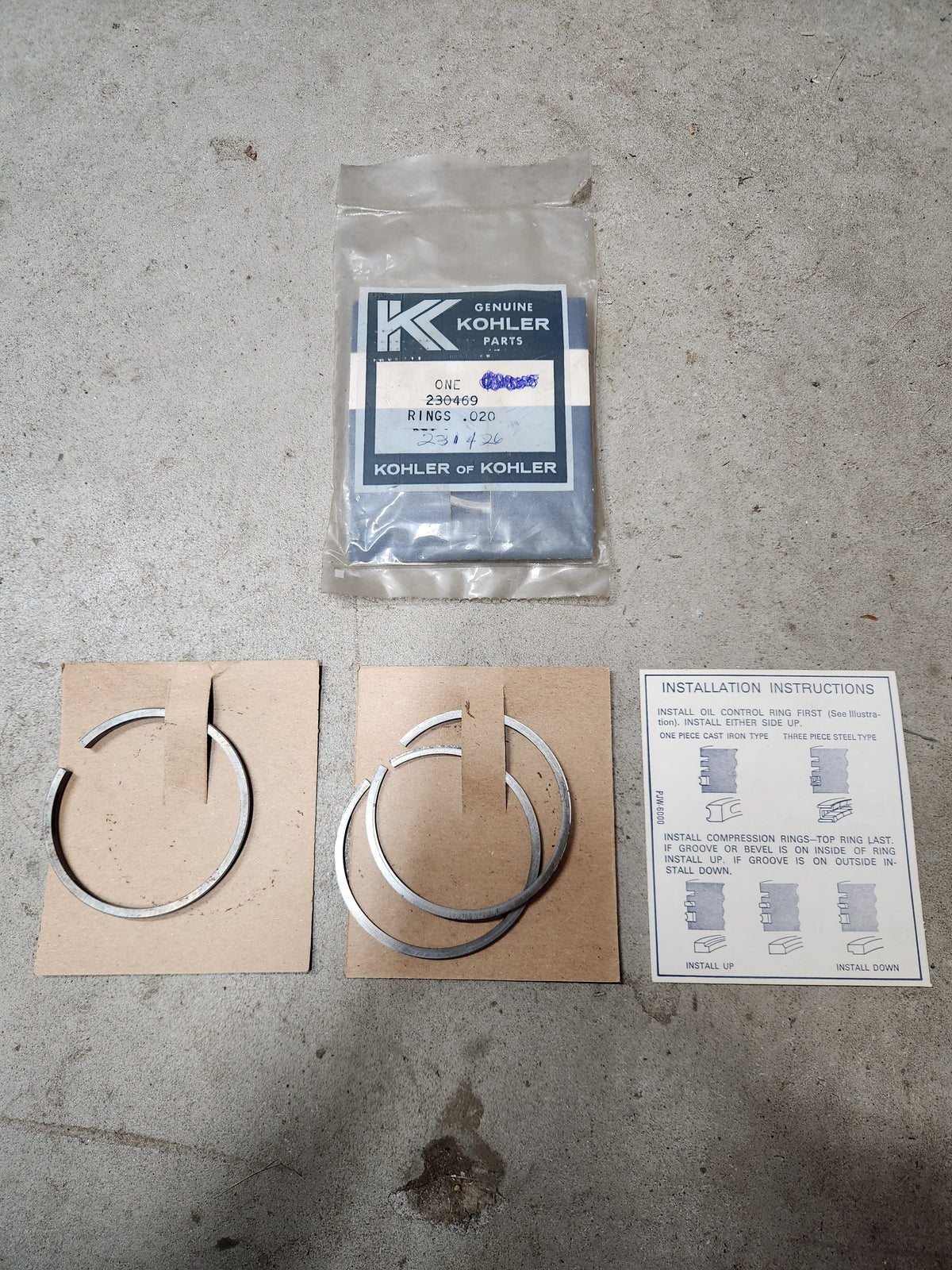 Kohler NOS 230469 / 231426-S Piston Ring Set