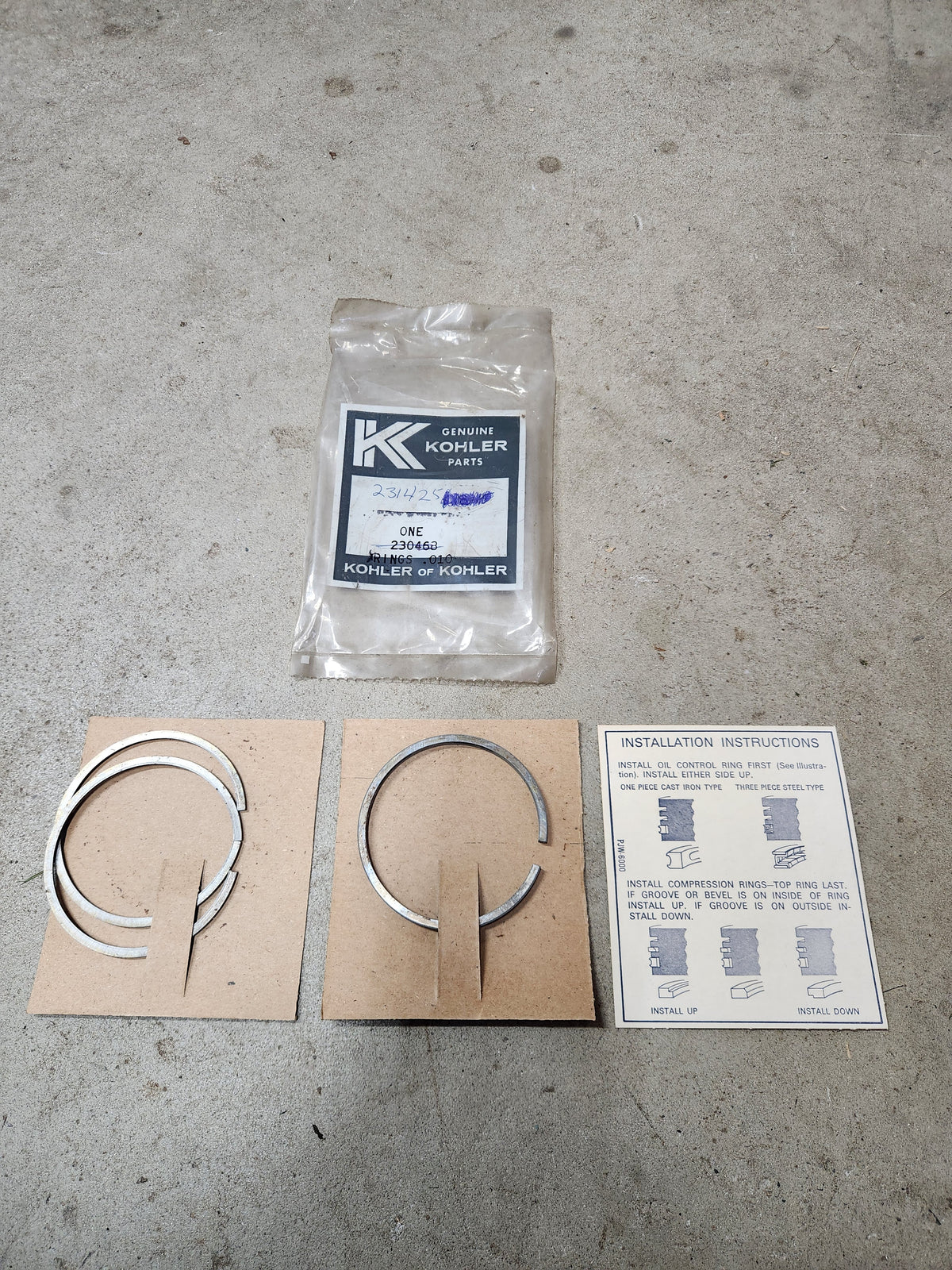 Kohler NOS 230468 / 231425-S Piston Ring Set