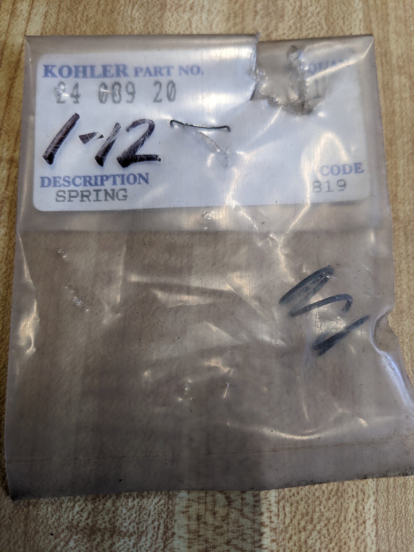 Kohler 24-089-20 NOS Spring