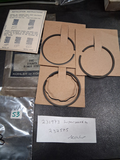 Kohler NOS 231973 Supersedes to 232575 Piston Rings