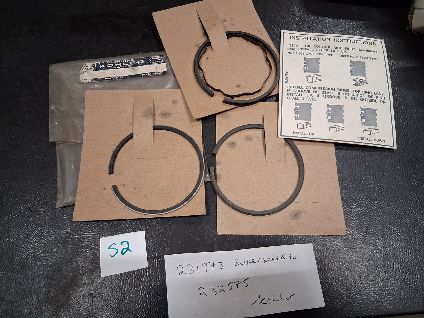 Kohler NOS 231973 Supersedes to 232575 Piston Rings