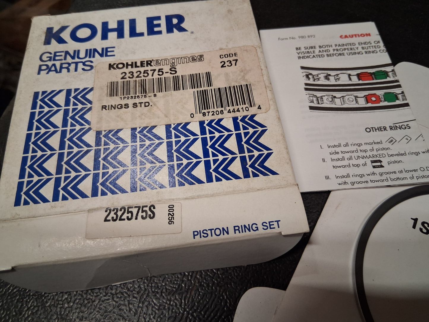 Kohler NOS 232575 Piston Rings