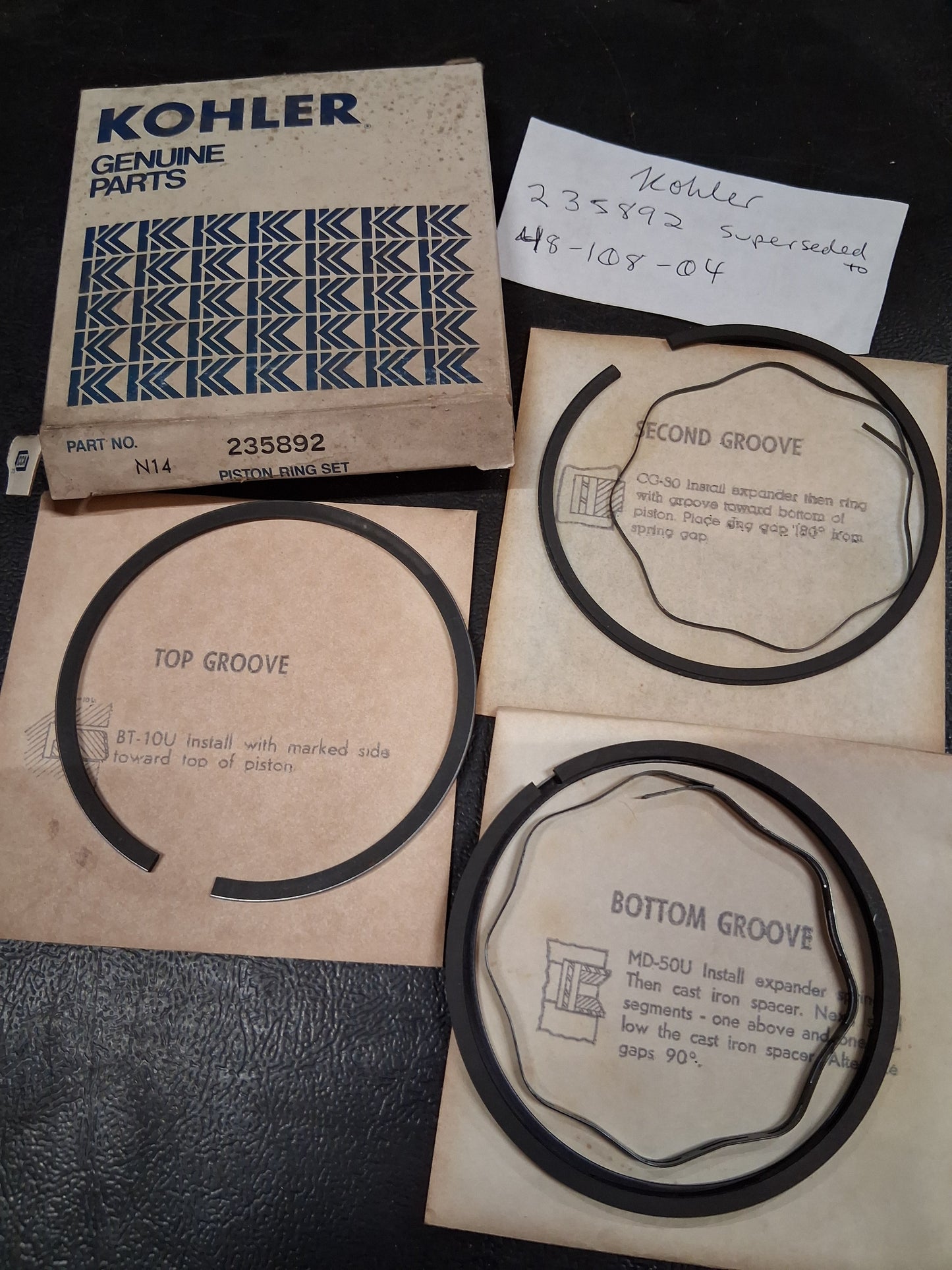Kohler NOS 235892 Superseded to 48-108-04 Ring Set