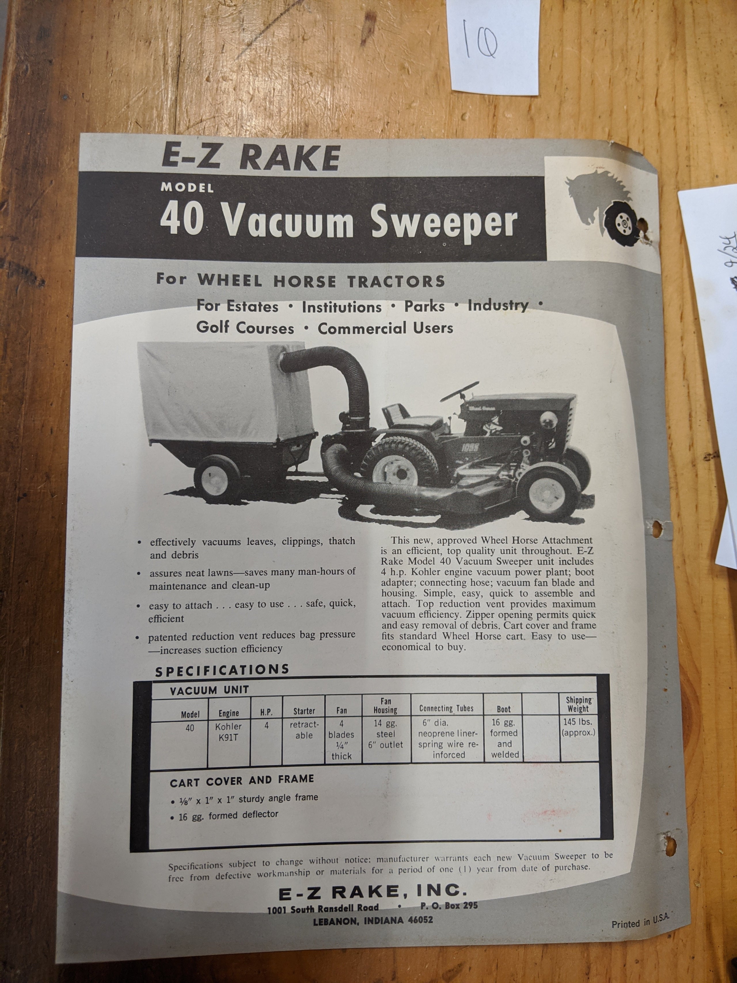 Ez Rake EZ Rake Literature Wheel Horse – Dave's Parts World